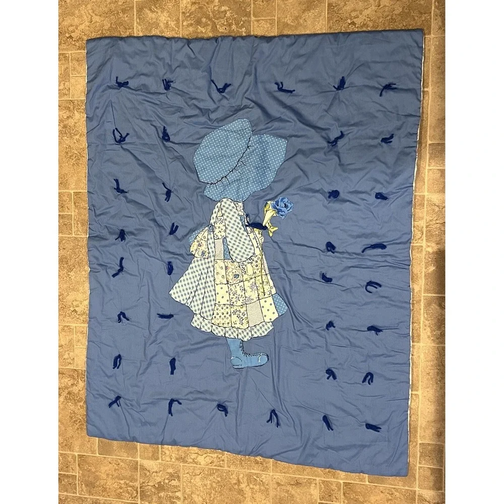 Vintage Quilt Sunbonnet Sue Blue‎ Crib Size 53X41